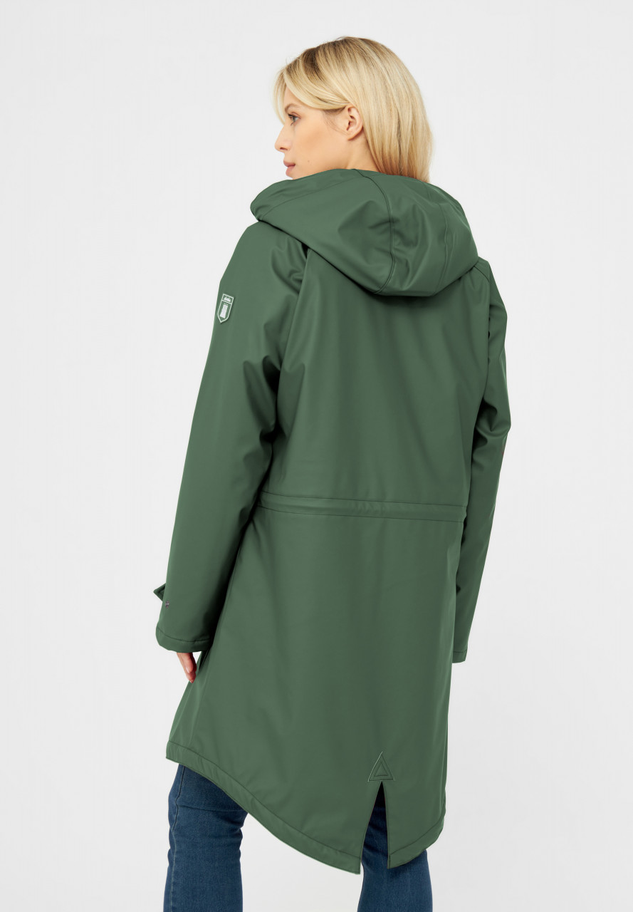 Derbe Friese Tidaholm Damen Regenjacke Dunkel Grün Gefüttert Kombu Green
