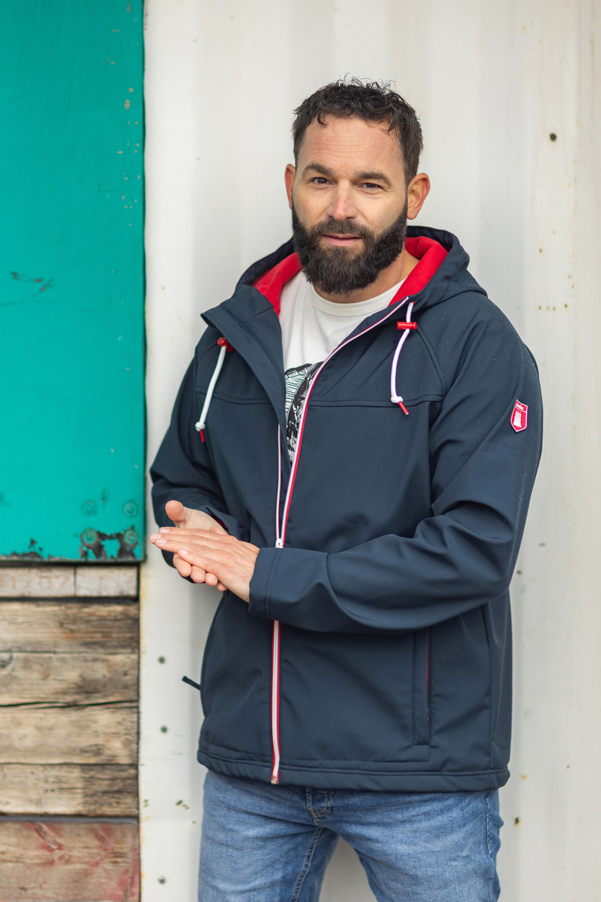 Derbe Isleby Herren Softshell Jacke Blau Rot