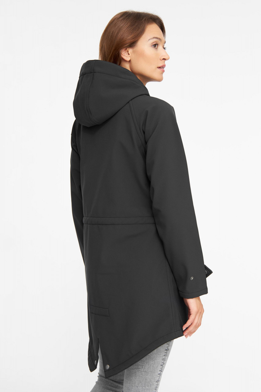 Derbe Island Friese Black Doe Damen Softshell Mantel Schwarz Ocker