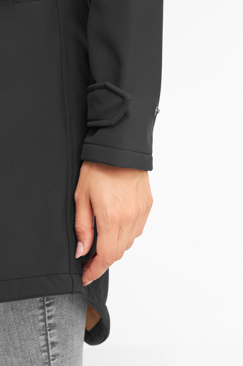 Derbe Island Friese Black Doe Damen Softshell Mantel Schwarz Ocker