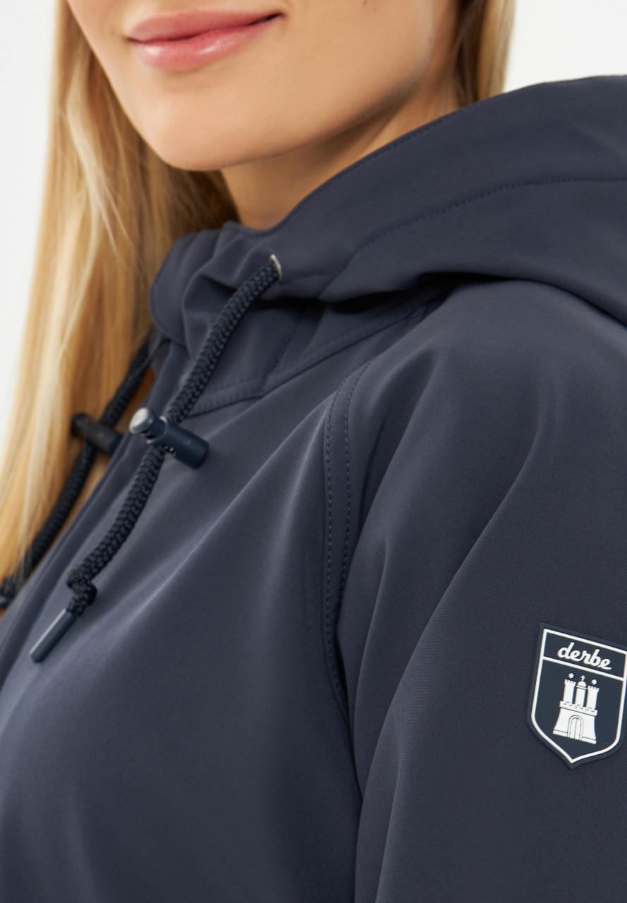 Derbe Softshell Mantel Island Friese Damen Navy Dunkelblau