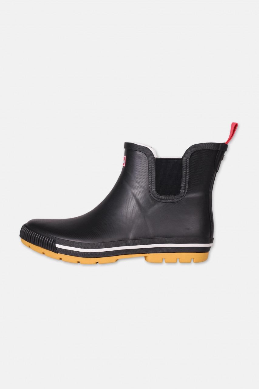 Derbe Wattpuuschen Pelz Schwarz / Schwarz Damen Gummistiefel Halbschuh