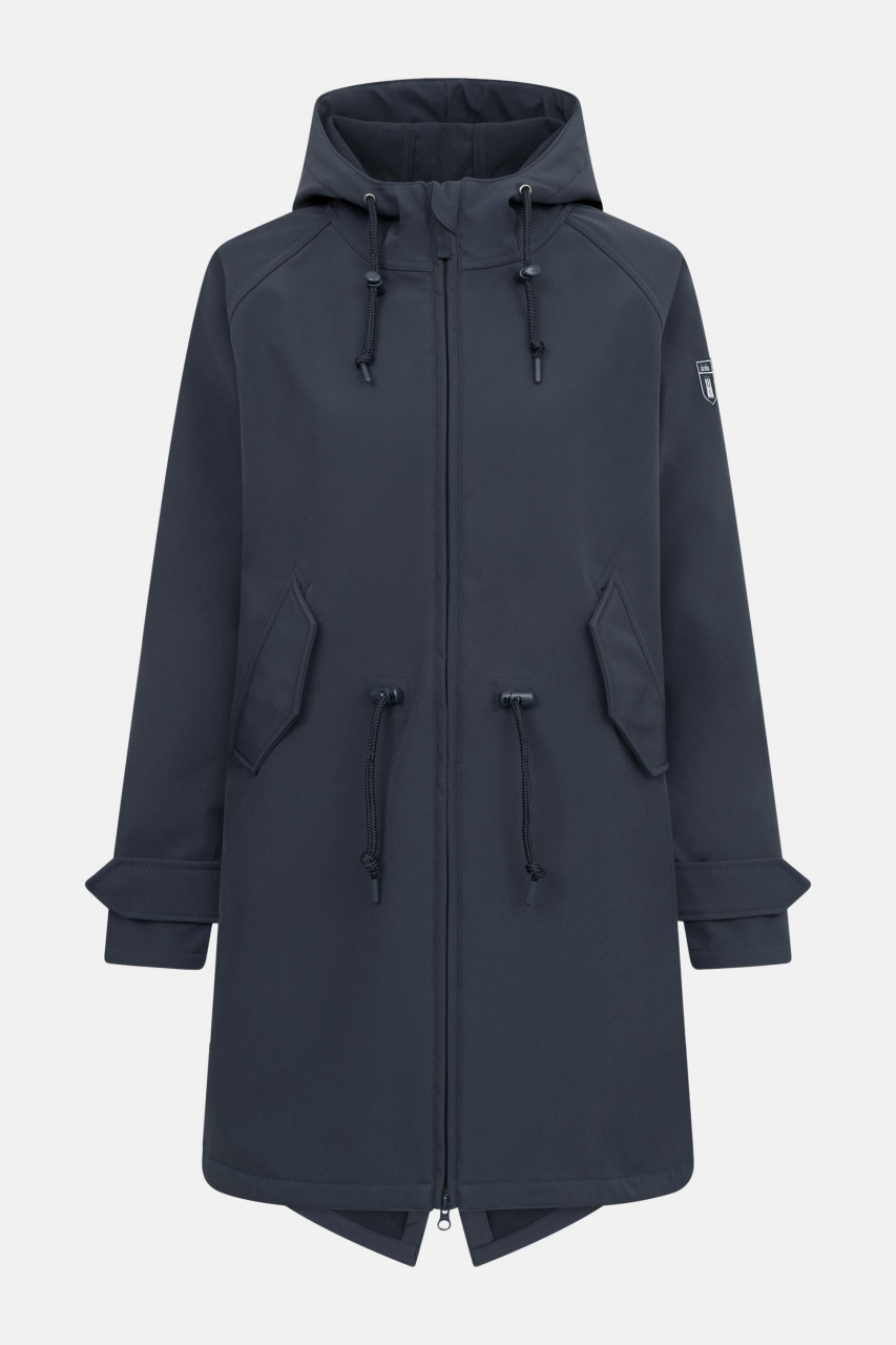 Derbe Softshell Mantel Island Friese Damen Navy Dunkelblau