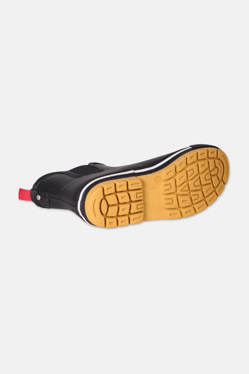 Derbe Wattpuuschen Pelz Schwarz / Schwarz Damen Gummistiefel Halbschuh