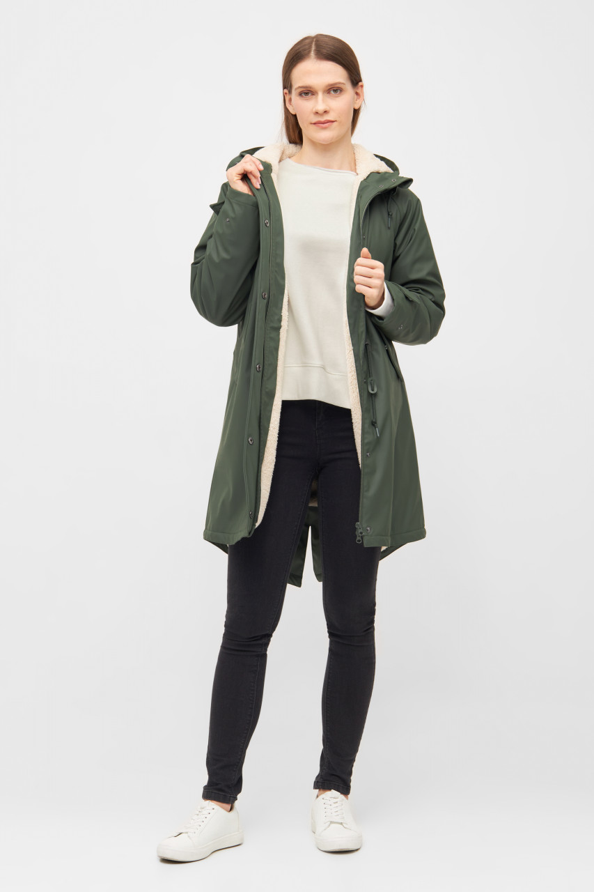 Derbe Friese Tidaholm Damen Regenjacke Oliv Gefüttert