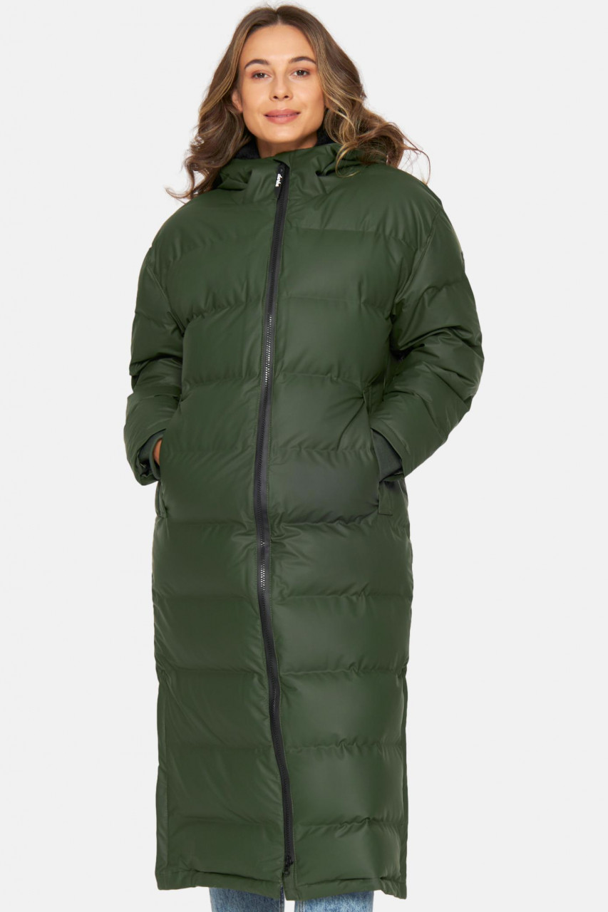 Derbe Interholm Long Cozy Damen Wintermantel Oliv Grün Kombu Green Black Puffer Jacket Teddy