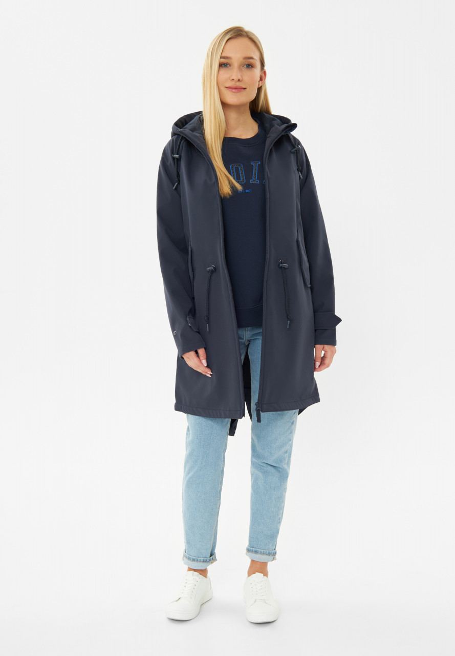 Derbe Softshell Mantel Island Friese Damen Navy Dunkelblau