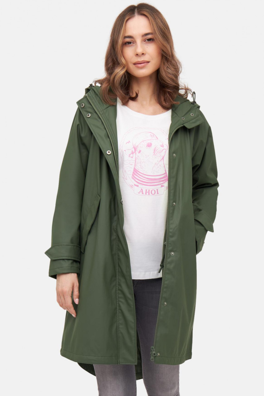 Derbe Regenjacke Traveby Friese Plain Damen Grün Oliv