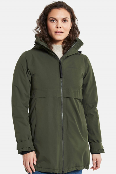 Didriksons Helle Damen Parka Wintermantel Deep Green Oliv Grün