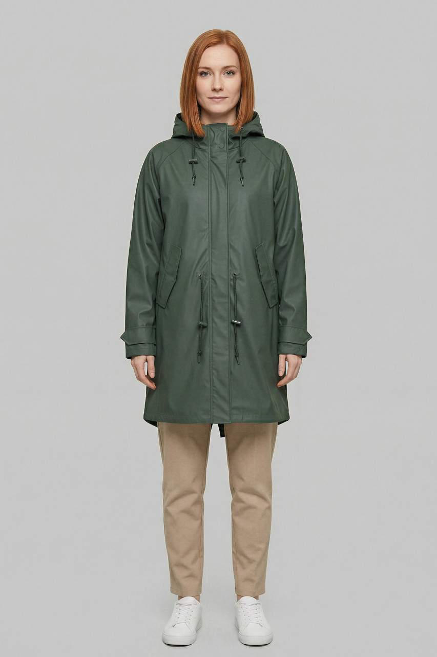 Derbe Traveby Friese Fisher Oliv Damen Regenjacke Nachhaltig