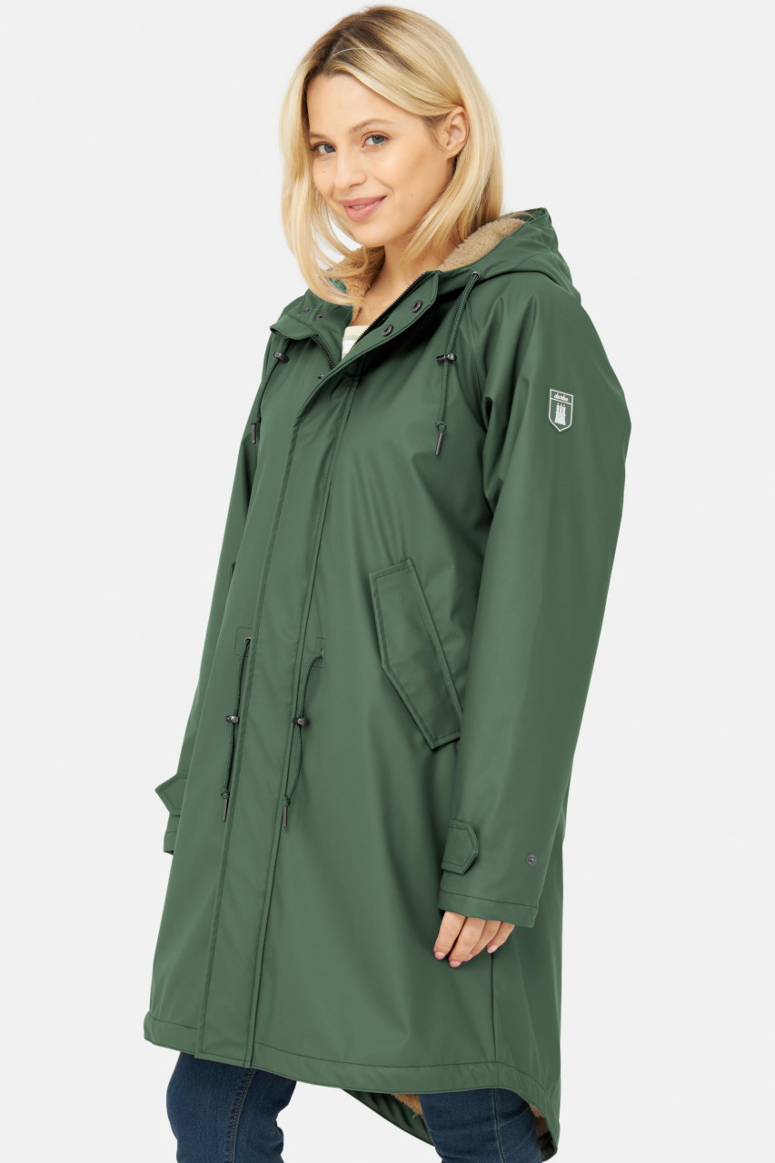 Derbe Friese Tidaholm Damen Regenjacke Dunkel Grün Gefüttert Kombu Green