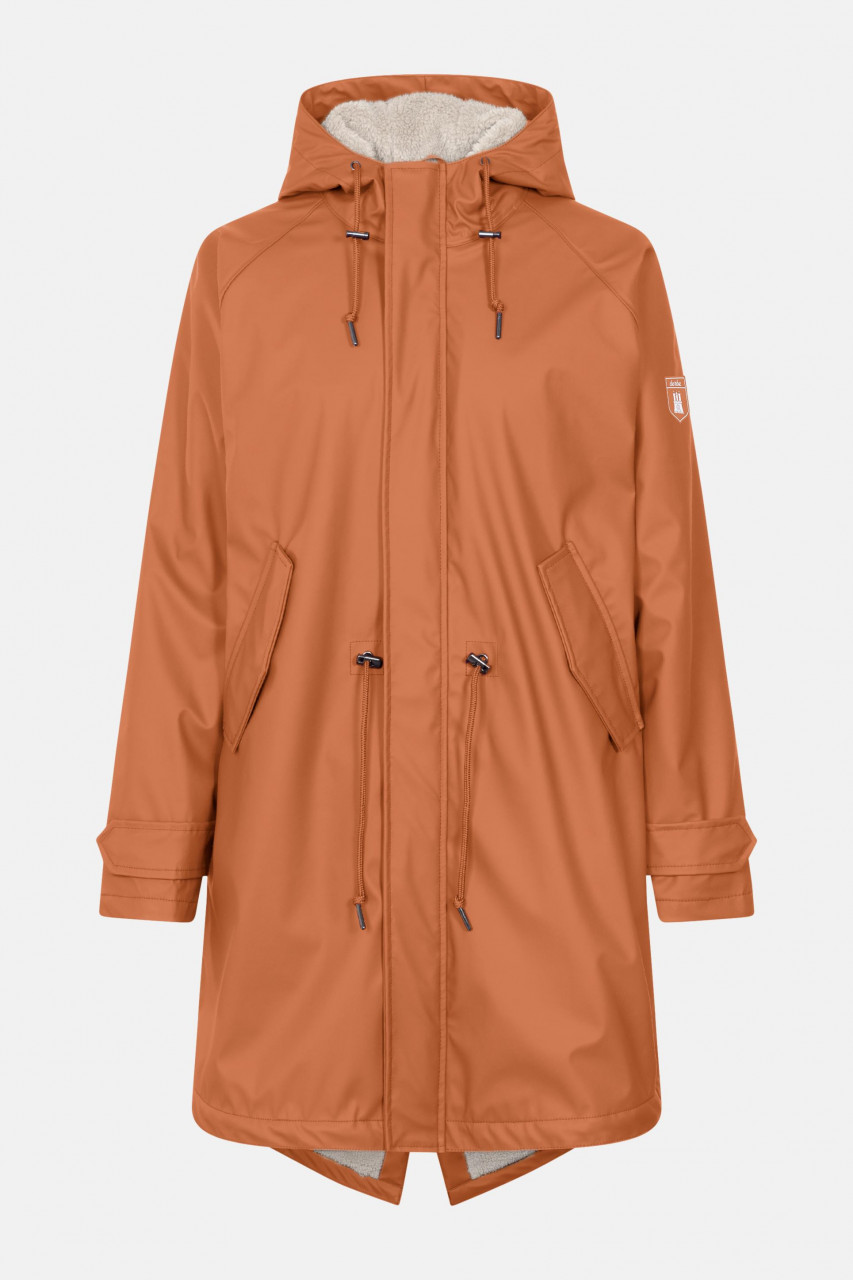 Derbe Friese Tidaholm Damen Regenjacke Orange Braun Gefüttert