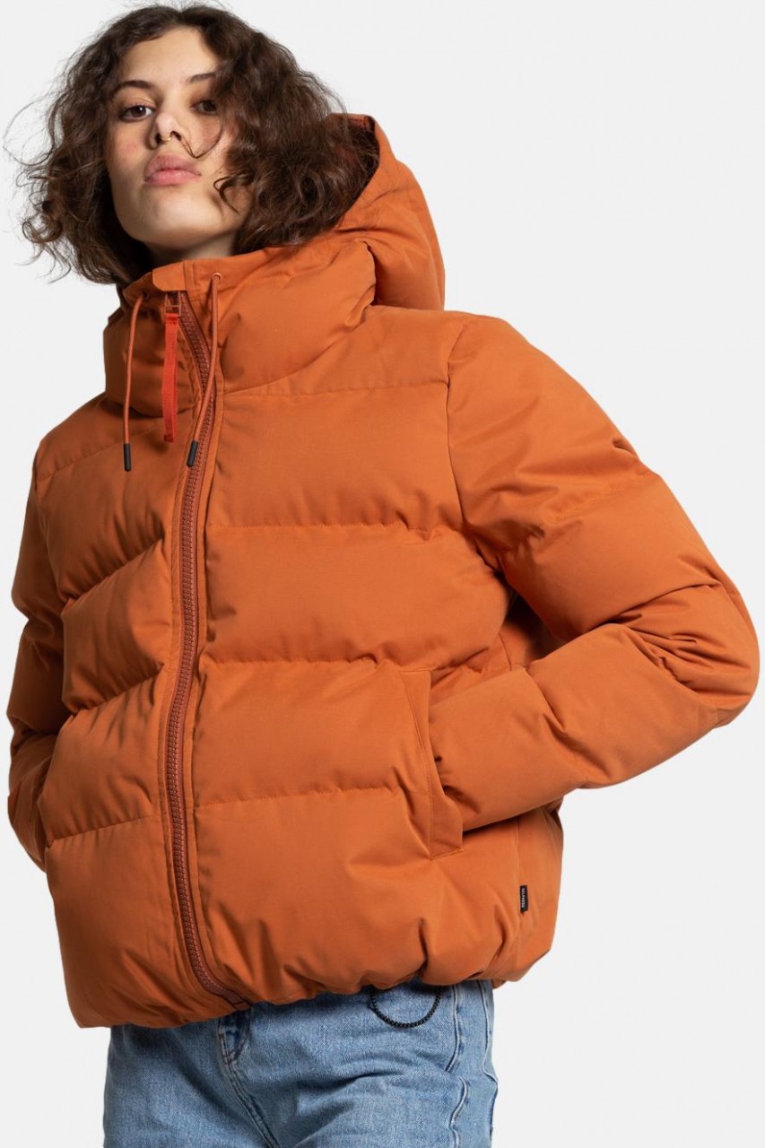 Selfhood Hooded Puffer Jacket Damen Winterjacke Rust Rost-Rot kurz