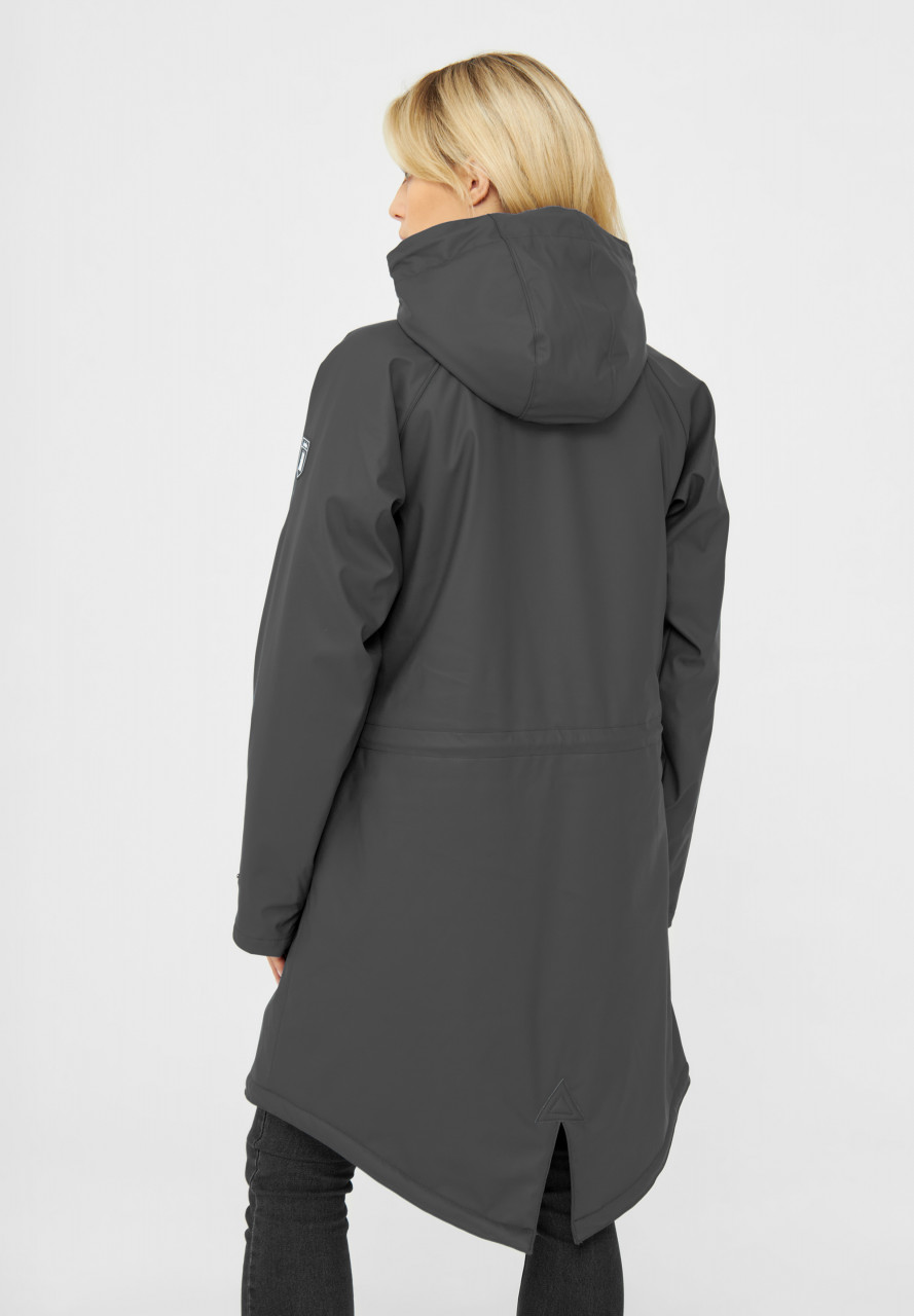 Derbe Friese Tidaholm Damen Regenjacke Schwarz Grau Gefüttert Phantom Grey
