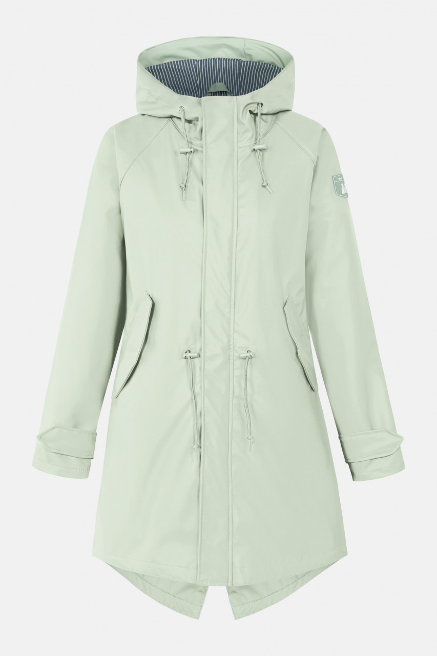 Derbe Traveby Friese Fisher Laurel Green Grün Damen Regenmantel Nachhaltig