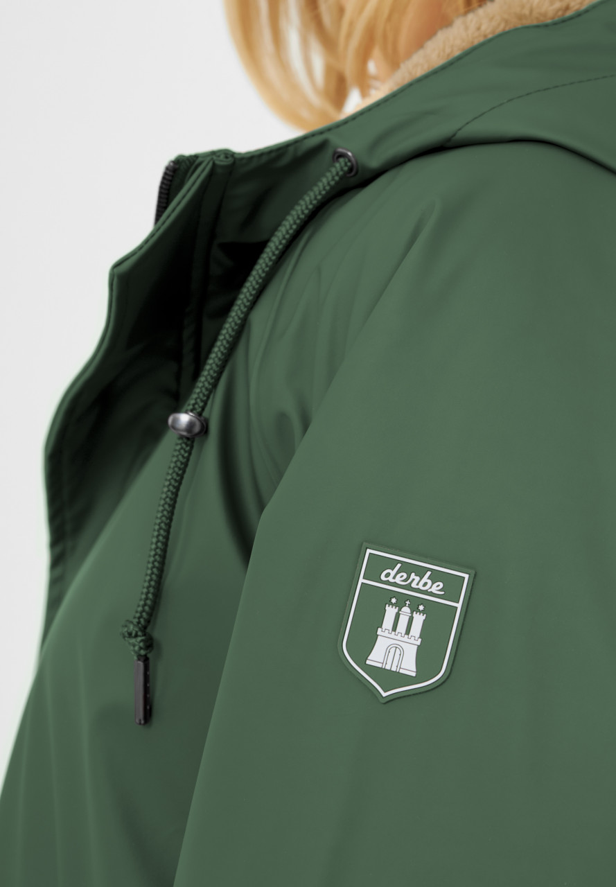 Derbe Friese Tidaholm Damen Regenjacke Dunkel Grün Gefüttert Kombu Green
