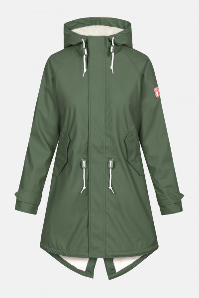 Derbe Friese Tidaholm Damen Regenjacke Oliv Gefüttert Derbe Friese Tidaholm Damen Regenjacke Oliv Gefüttert