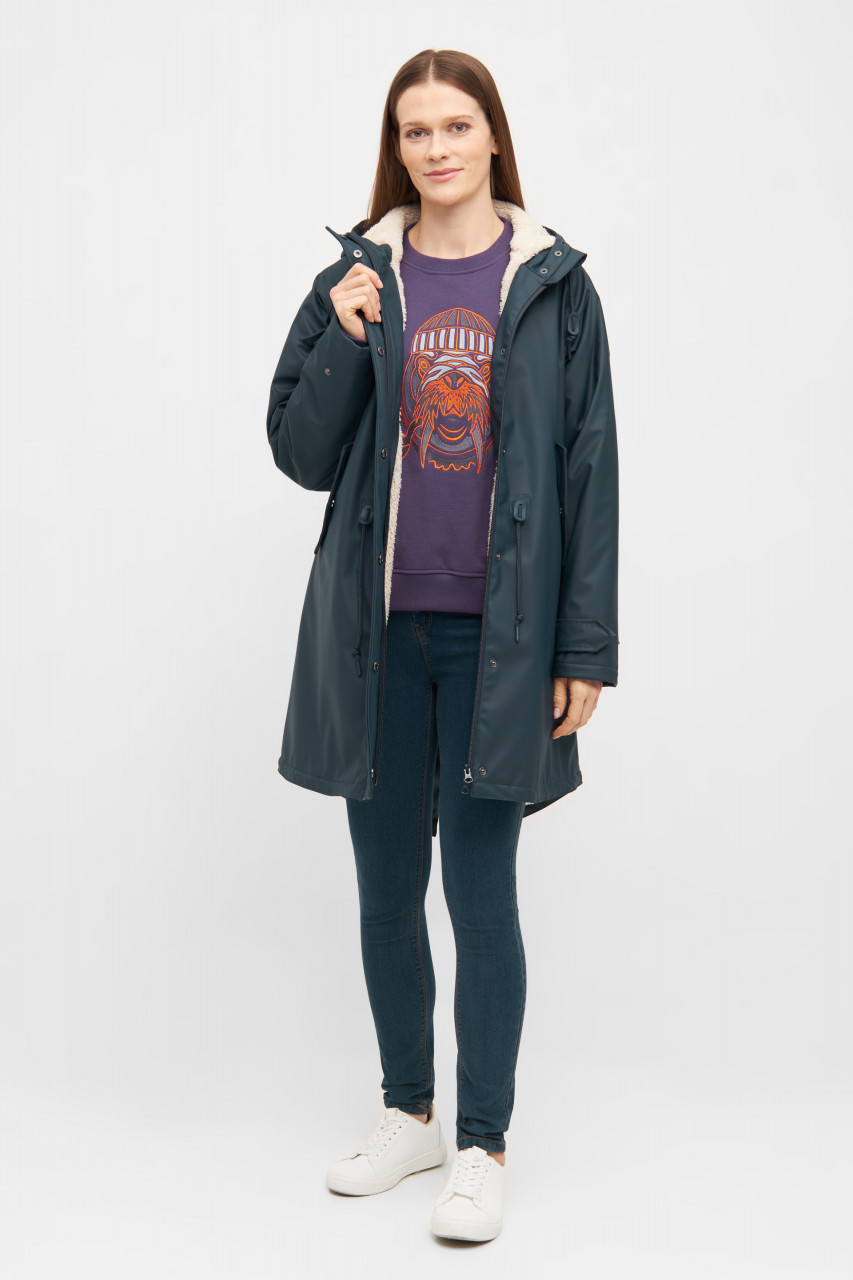 Derbe Friese Tidaholm Damen Regenmantel Dunkelblau Gefüttert