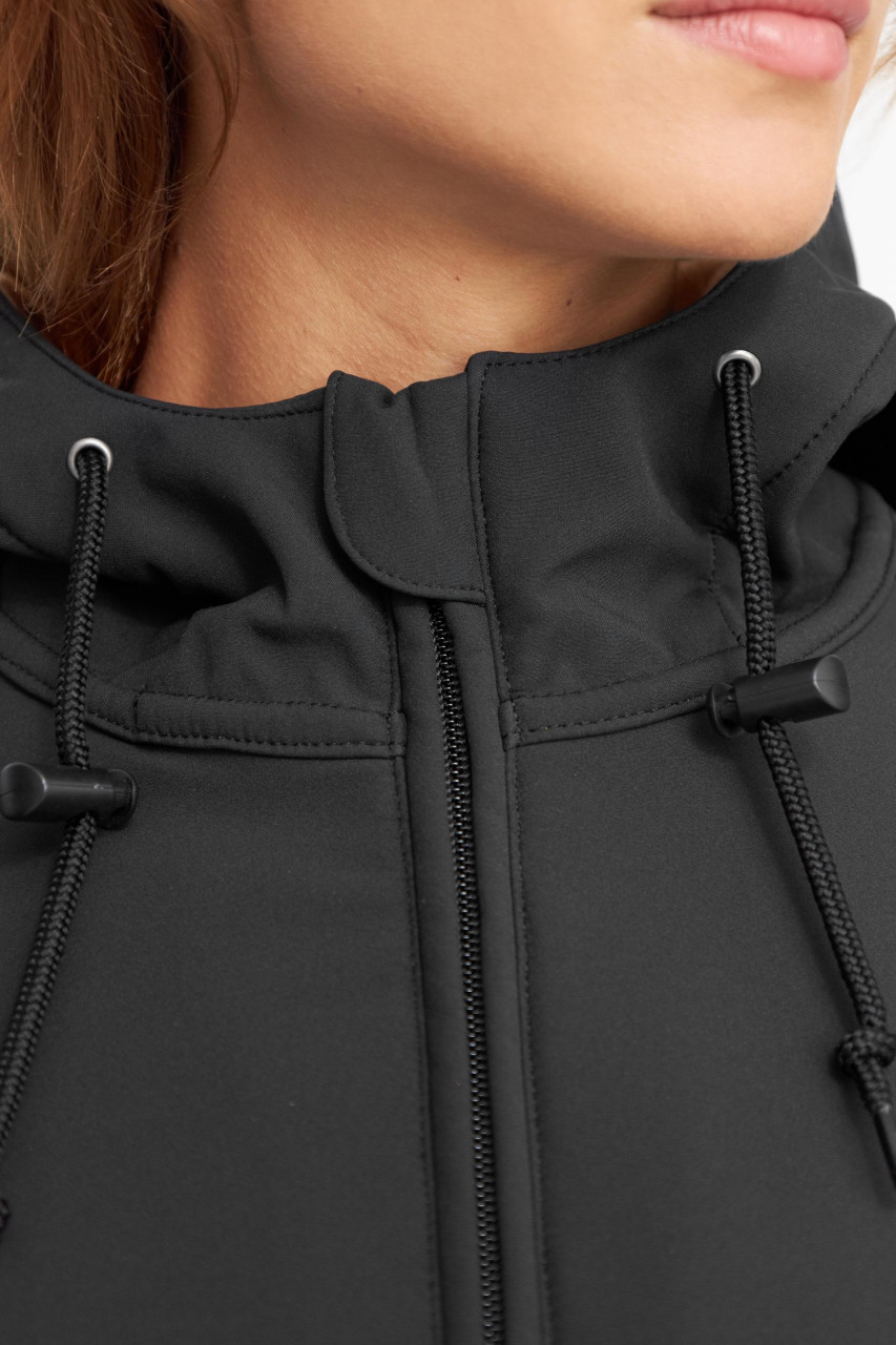 Derbe Island Friese Black Doe Damen Softshell Mantel Schwarz Ocker