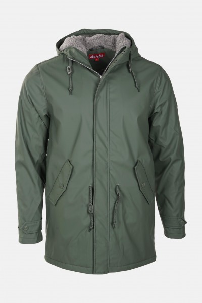 Derbe Trek Cozy Regenjacke Oliv Herren Friesennerz Gefüttert